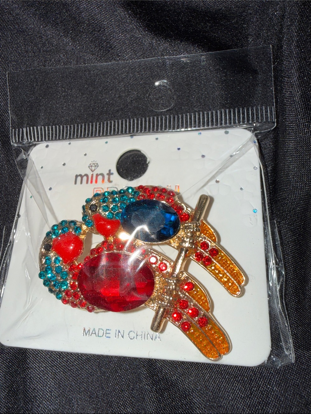 Mint Multicolor Gemstone Bird Hair Clips in Red, Blue, Teal & Gold